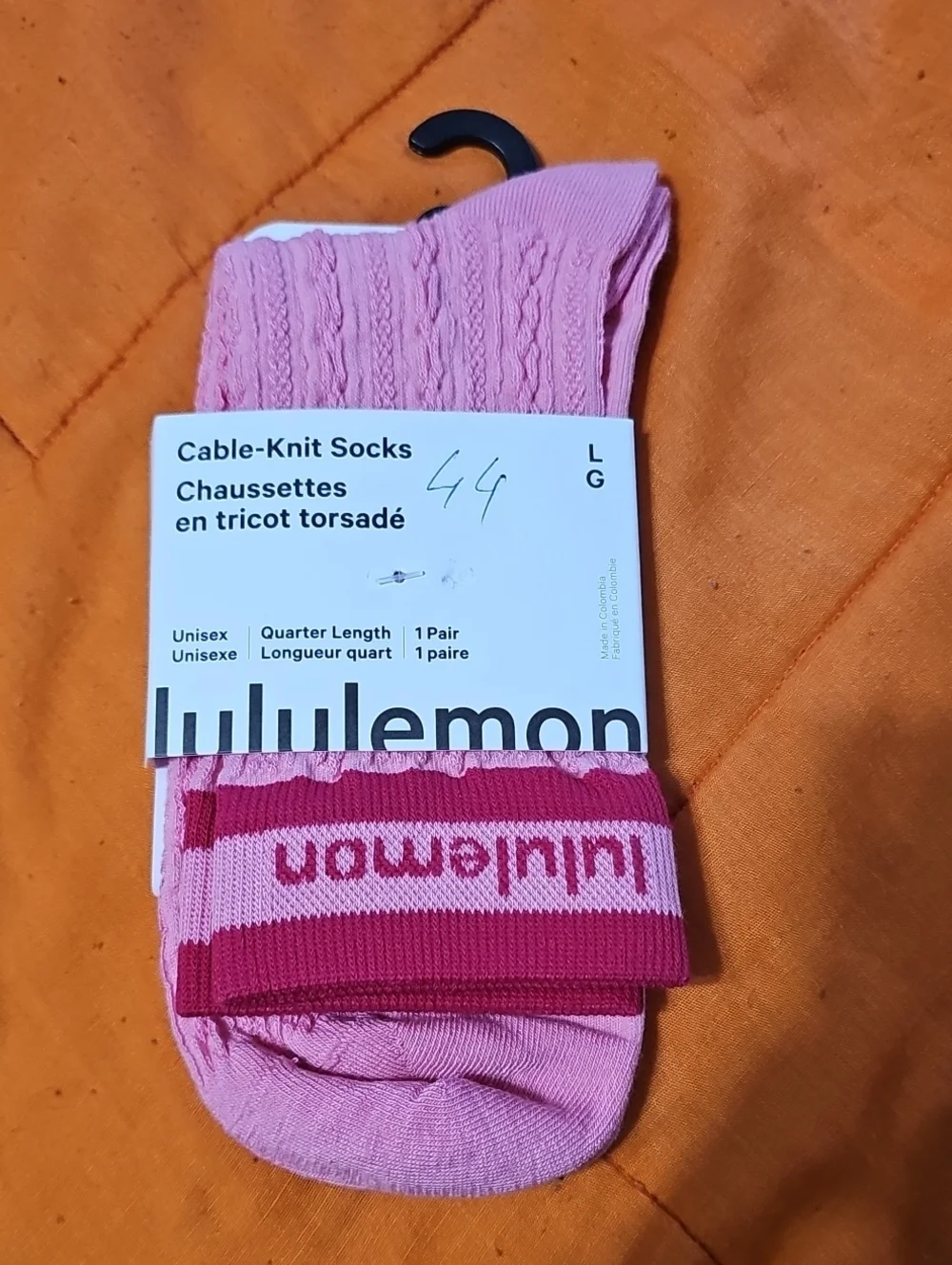 Lululemon Cable- Knit Socks!! Quarter Length, 1 Pair! Sz Large, Nwts!!!